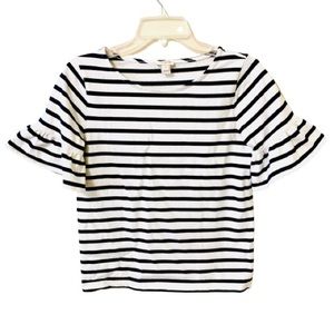 J Crew Striped Ruffle Sleeve Blouse/Top - Size XS